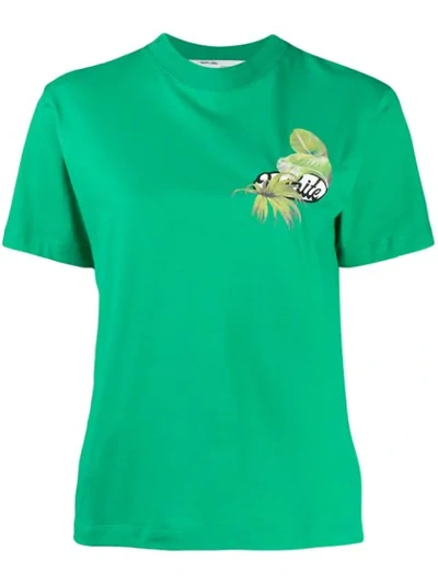Off-white Tropical Logo Print T-shirt In Green
