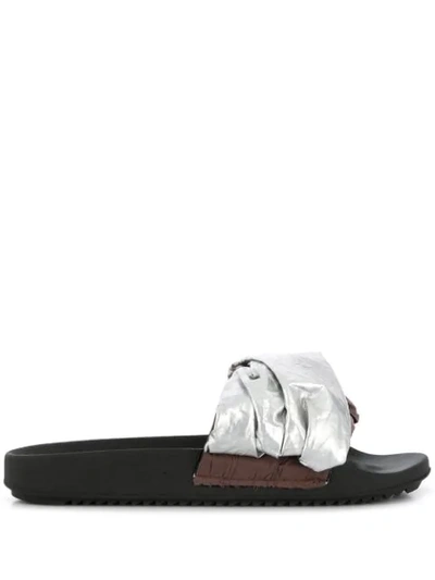 Rick Owens Drkshdw Fabric Strap Slippers In Brown