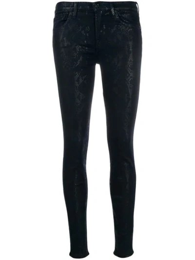 7 For All Mankind Snake Print Skinny Trousers In Blue