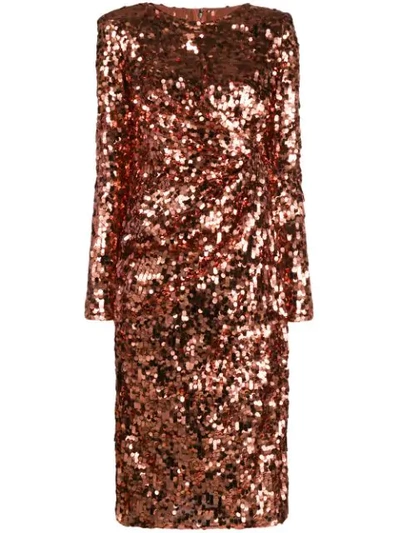 Dolce & Gabbana Fitted Sequin-embellished Dress In Red
