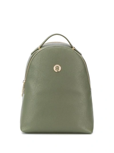 Tommy Hilfiger Logo Zipped Backpack In Green