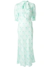 Rixo London Harper Check Floral Dress In Green,light Blue