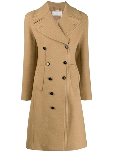 Chloé Double Breasted Coat In Neutrals