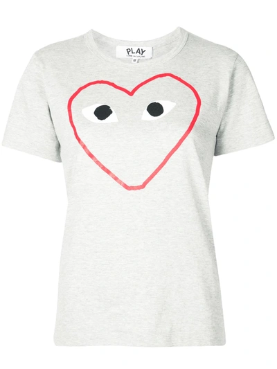 Comme Des Garçons Play Logo Print T-shirt In Grey