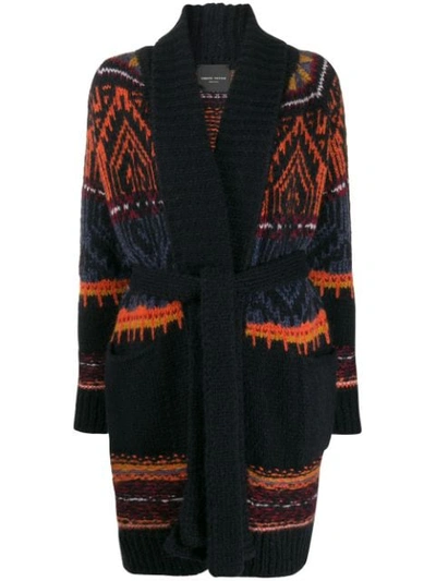 Roberto Collina Patterned Knit Cardigan In Blue