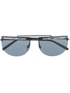 Marc Jacobs Logo Rimless Rounded Sunglasses In Black