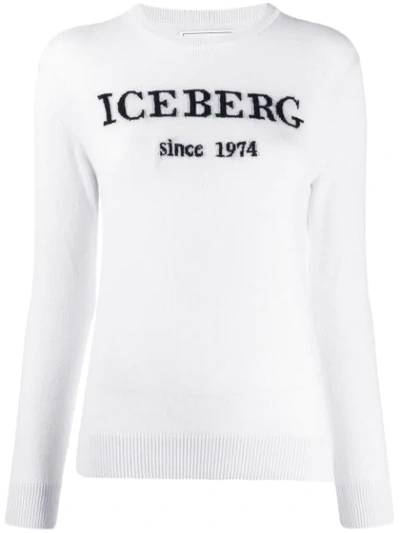 Iceberg Cashmere Logo Knitted Jumper In White