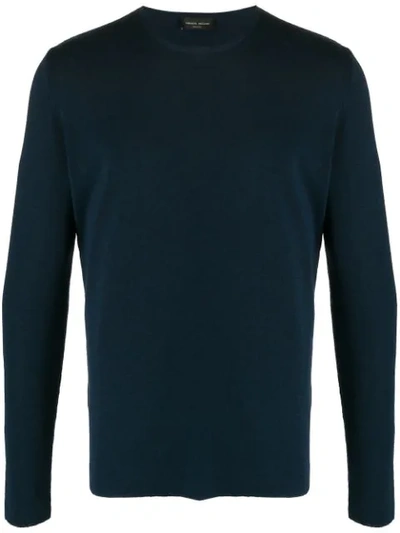 Roberto Collina Soft Knit Crew Neck Jumper In Blue