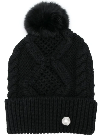 Philipp Plein Embellished Bobble Hat In Black