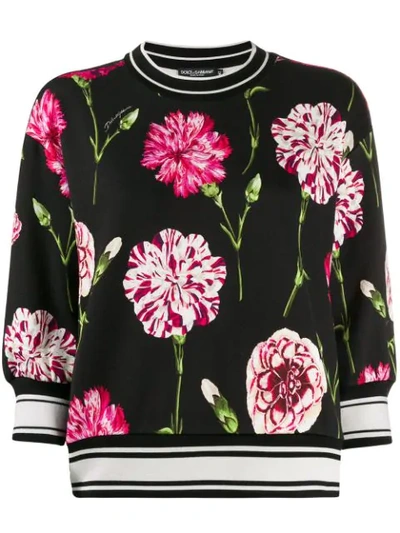 Dolce & Gabbana Carnation Knit Sweater In Black