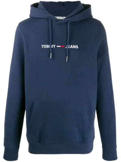 Tommy Jeans Embroidered Logo Hoodie In Blue