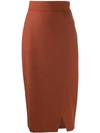 Antonelli Draped Pencil Skirt In Brown