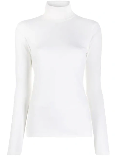 Majestic Knitted Turtle Neck Top In White