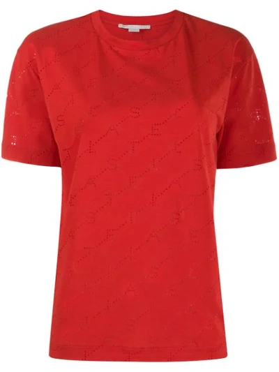 Stella Mccartney Perforated Monogram T-shirt In Red