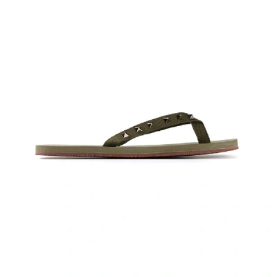 Valentino Garavani Valentino Men's Green Fabric Flip Flops