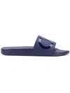 Ferragamo Men's Gancini Pool Slide Sandals, Blue In Indigo