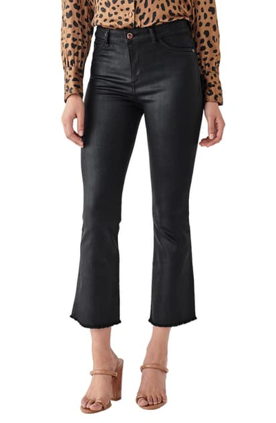 Dl 1961 X Marianna Hewitt Instasculpt Bridget Coated High Waist Fray Crop Bootcut Jeans In Sonoma