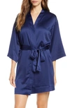 Flora Nikrooz Victoria Satin Short Robe In Navy