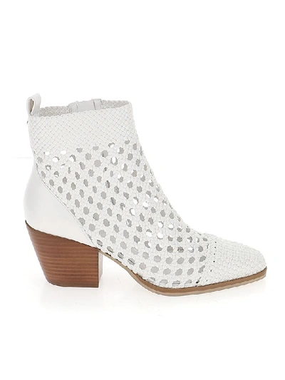 Michael Michael Kors Women's Augustine Woven Leather Booties In White