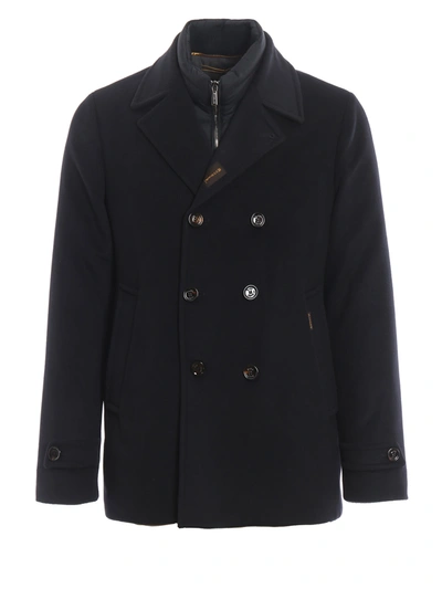 Moorer Padded Double-breasted Coat In Blue