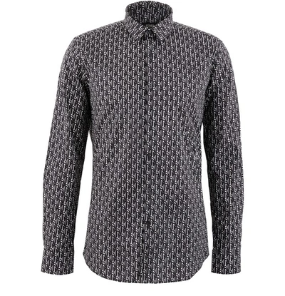 Fendi Geometric Printed Cotton Shirt In Dark Grey