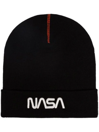 Heron Preston Men's Nasa Foldover Beanie Hat In Black