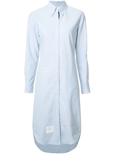 Thom Browne Button-down Oxford Cotton Shirt Dress In Blue