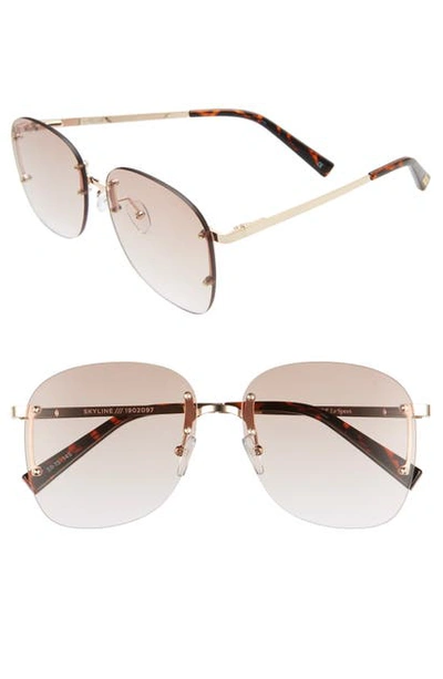 Le Specs Skyline Square-frame Gold-tone Sunglasses In Gold/ Brown Grad