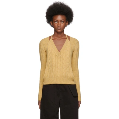 Jacquemus Yellow 'la Double Maille' V-neck Sweater In Light Yello