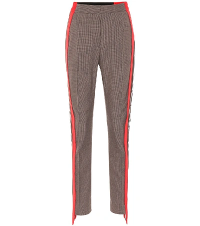 Burberry Jersey-trimmed Houndstooth Wool And Cotton-blend Straight-leg Pants In Beige