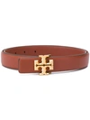 Tory Burch Kira 1" Leather Belt W/ Logo Buckle In Spiced Rum/ Gold