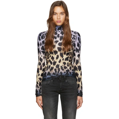 R13 Leopard Print Roll Neck Top In Brown