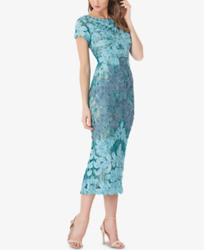 Js Collections Two-tone Soutache Midi Dress In Azure Grey