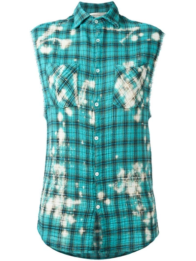 Faith Connexion Plaid Sleeveless Shirt In Dark Beige