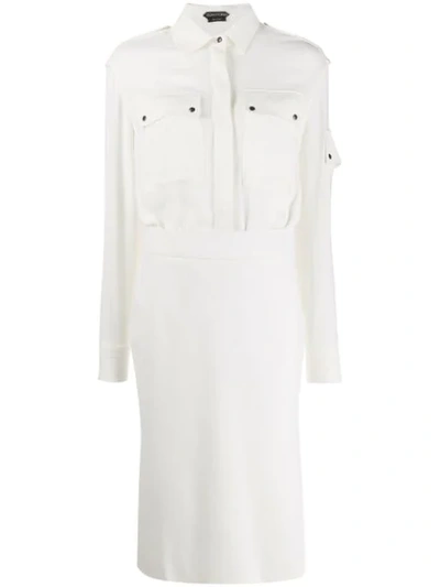 Tom Ford Military Shirt Midi Dress In White