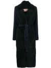 Yves Salomon Textured Trench Coat In Blue