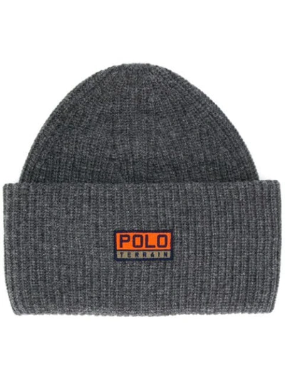 Polo Ralph Lauren Logo Patch Knitted Hat In 002 Charcoal