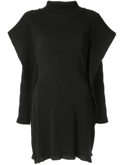 Christopher Esber Layered Sleeve Ribbed Tunic In Black