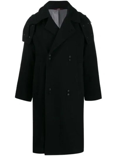 Indice Studio Double-breasted Trench Coat In Black