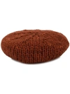 Undercover Cable Knit Beret In Red