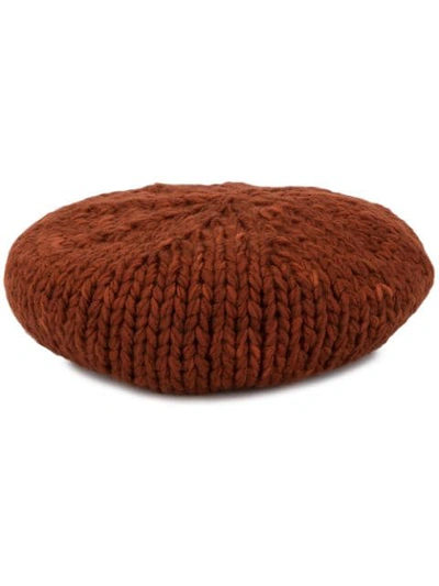 Undercover Cable Knit Beret In Red