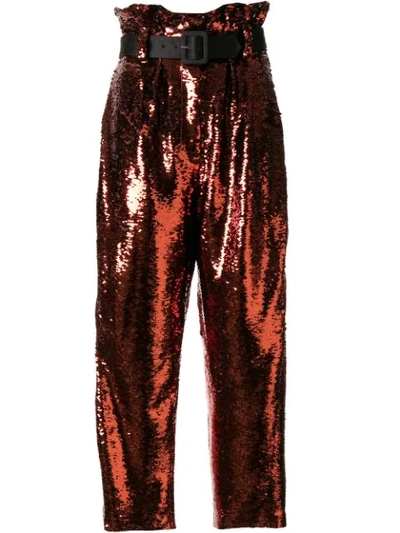 Racil Divine Sequin Embroidered Trousers In Red