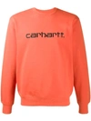 Carhartt Embroidered Logo Sweatshirt In Orange