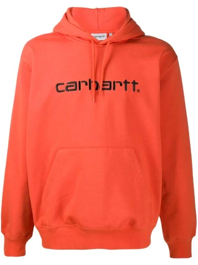 Carhartt Kapuzenpullover Mit Logo-stickerei In 04v90 Orange Brick