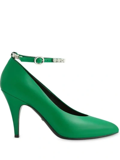 Gucci Décolleté Embellished Strap Pumps In Green