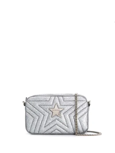 Stella Mccartney Stella Star Glitter Crossbody Bag In Silver