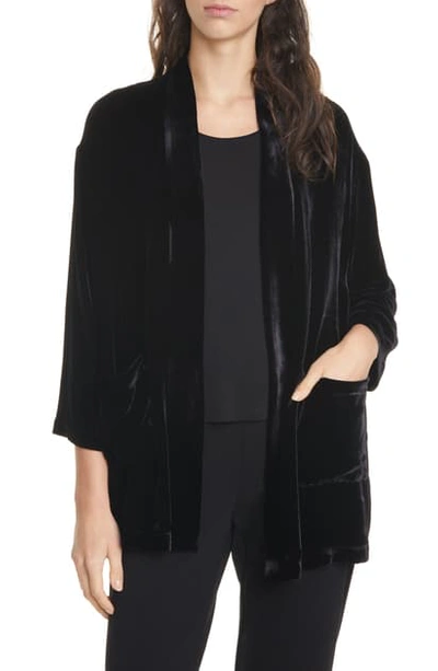 Eileen Fisher Petite Velvet Kimono Jacket In Black