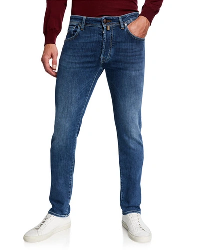 Jacob Cohen Men's Medium-wash Slim Stretch-denim Jeans In Blue