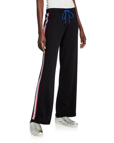 Lisa Todd Racer Cotton/cashmere Drawstring Wide-leg Pants In Black