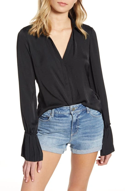 Paige Abriana Long-sleeve Satin Blouse In Black